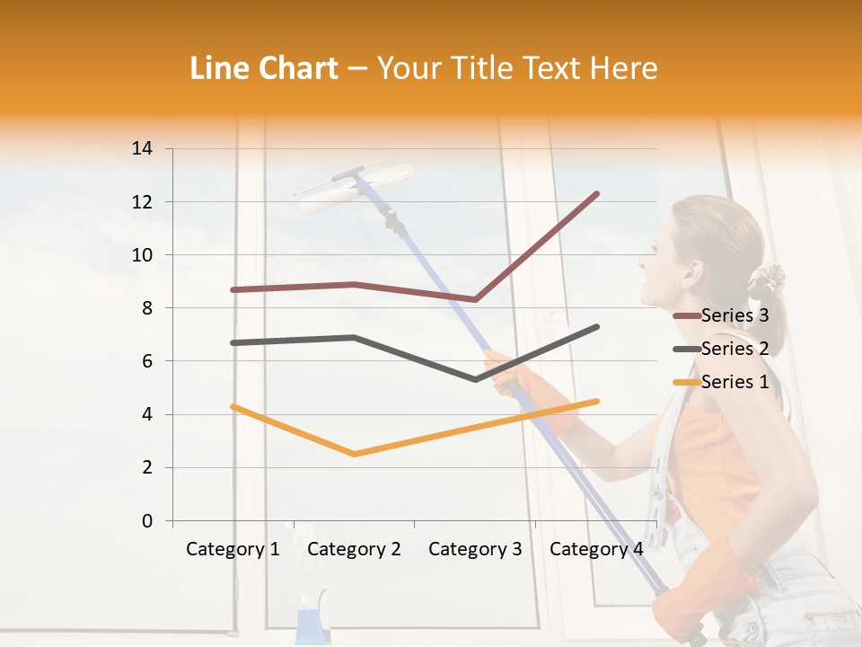 A Woman Cleaning Windows With A Mop PowerPoint Template