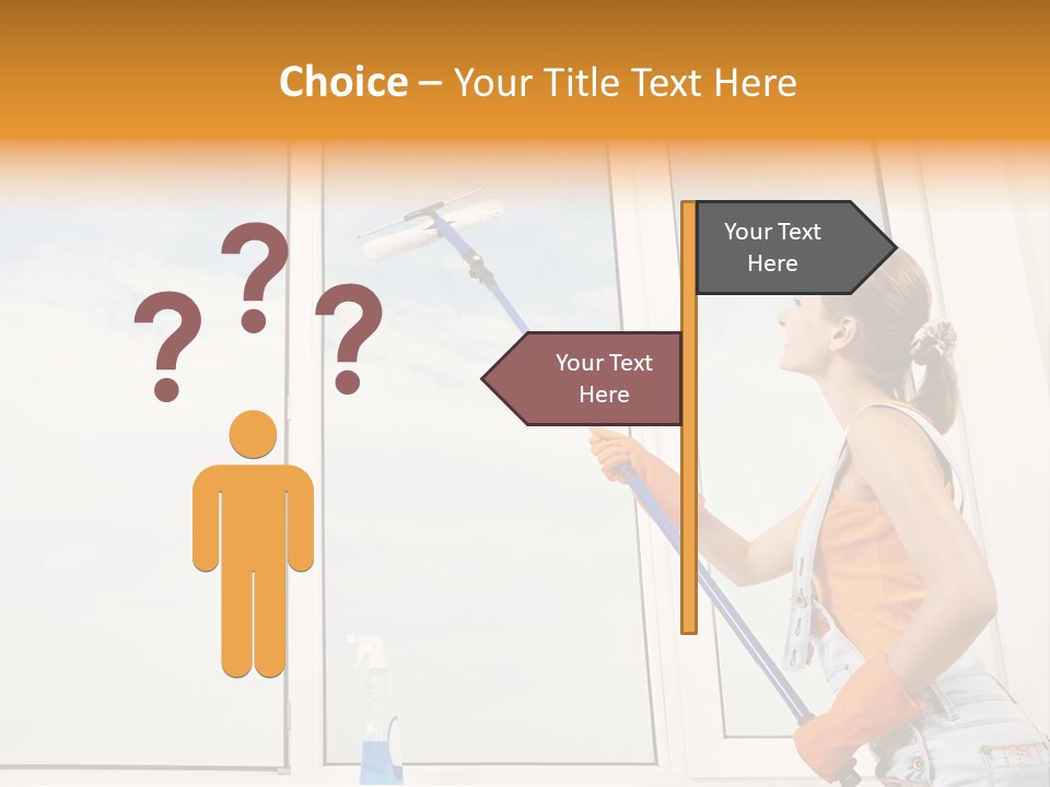 A Woman Cleaning Windows With A Mop PowerPoint Template