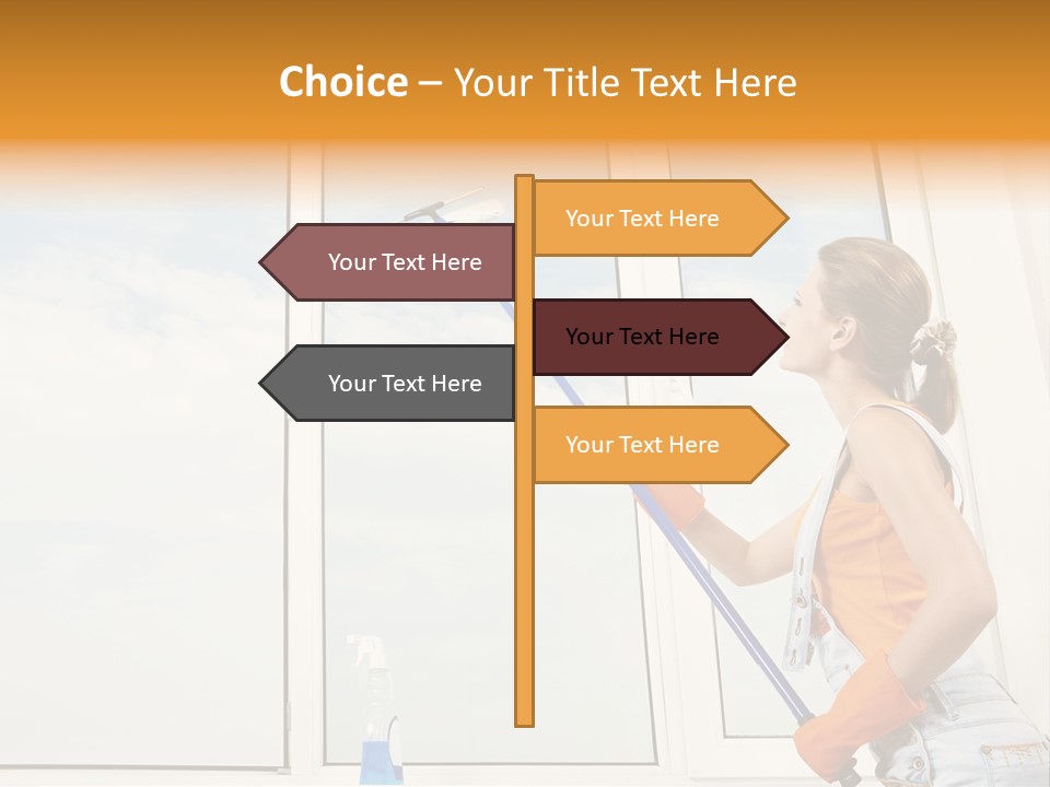 A Woman Cleaning Windows With A Mop PowerPoint Template