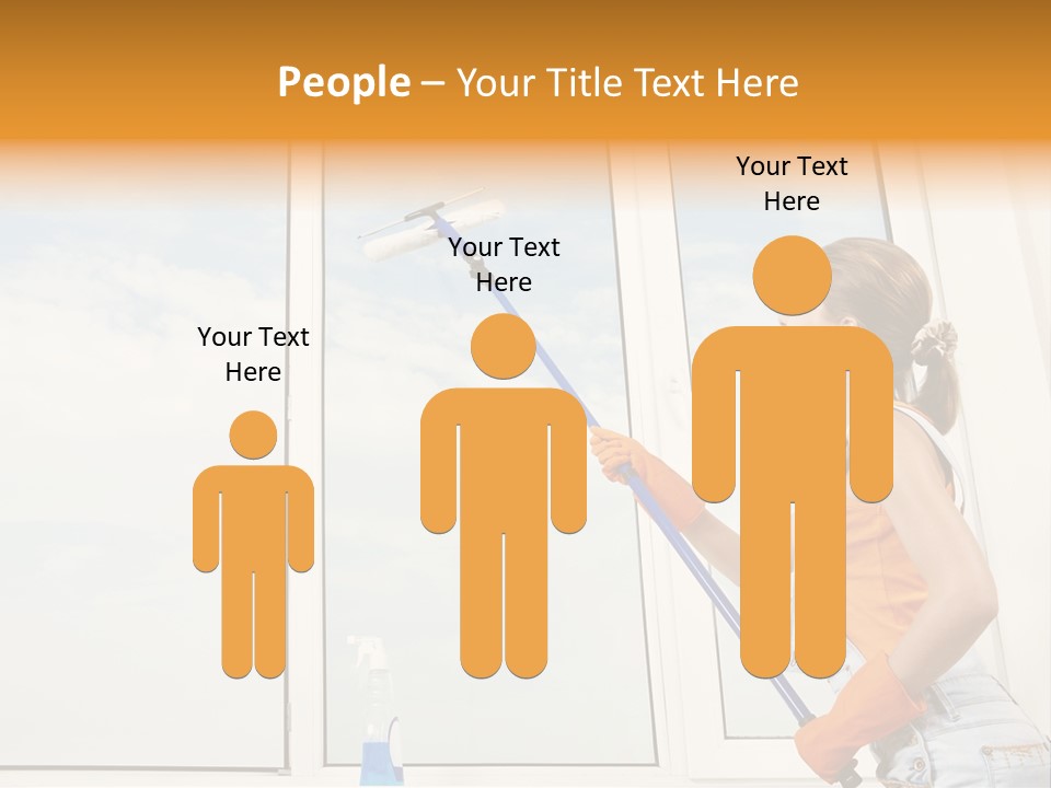 A Woman Cleaning Windows With A Mop PowerPoint Template