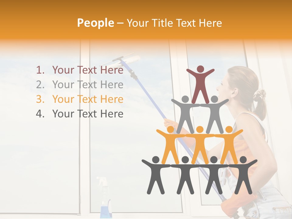 A Woman Cleaning Windows With A Mop PowerPoint Template