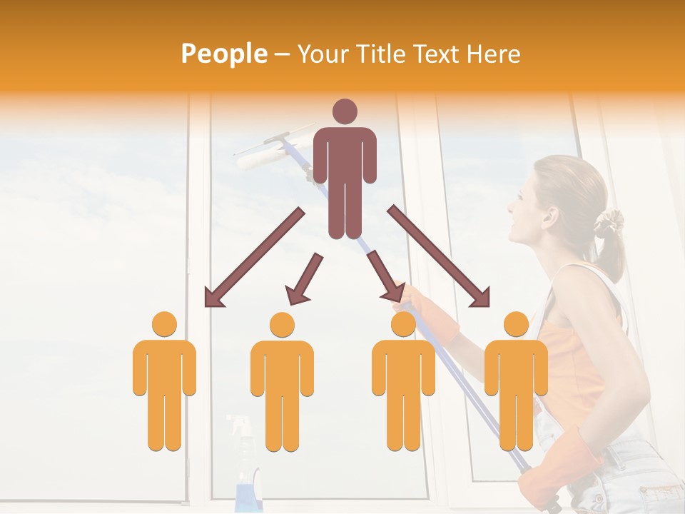A Woman Cleaning Windows With A Mop PowerPoint Template
