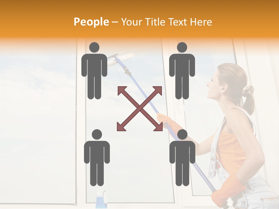 A Woman Cleaning Windows With A Mop PowerPoint Template