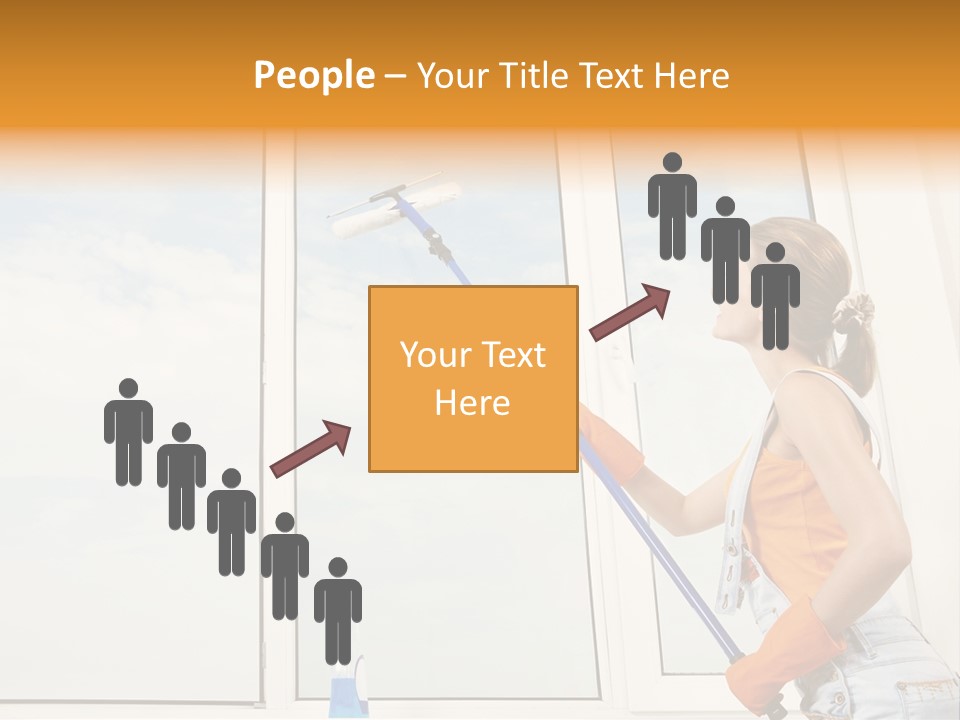 A Woman Cleaning Windows With A Mop PowerPoint Template