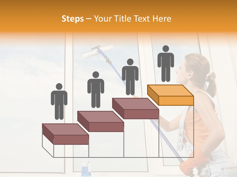 A Woman Cleaning Windows With A Mop PowerPoint Template