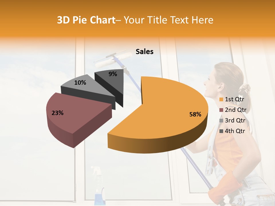A Woman Cleaning Windows With A Mop PowerPoint Template