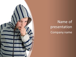 Hand Cough Boy PowerPoint Template