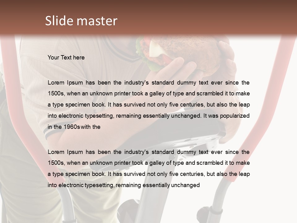 A Man Is Eating A Sandwich On A Treadmill PowerPoint Template