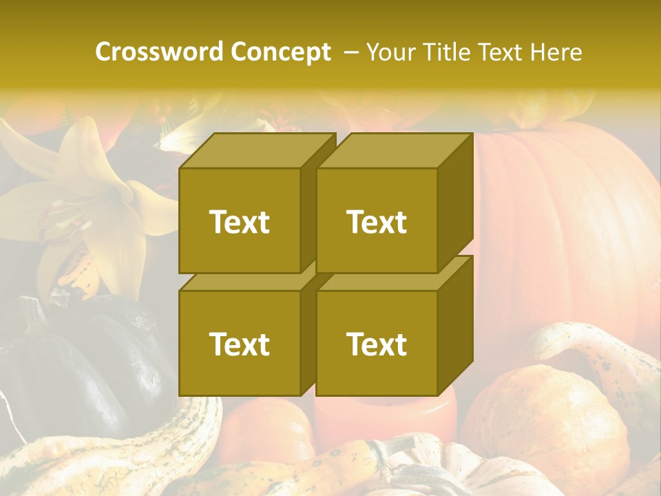 A Bunch Of Pumpkins And Squash On A Table PowerPoint Template