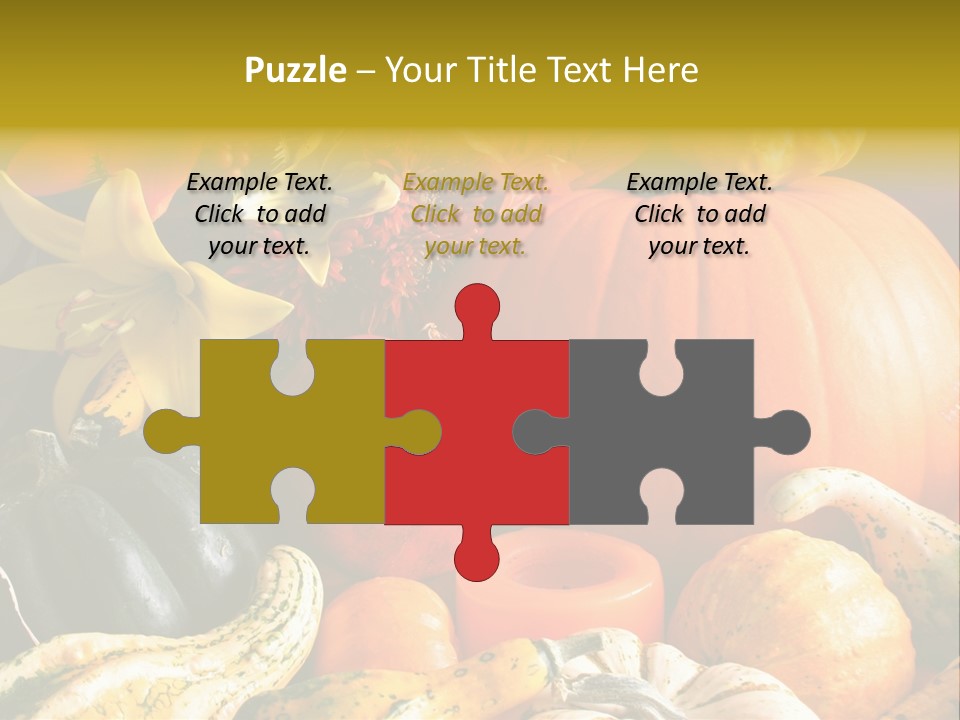 A Bunch Of Pumpkins And Squash On A Table PowerPoint Template