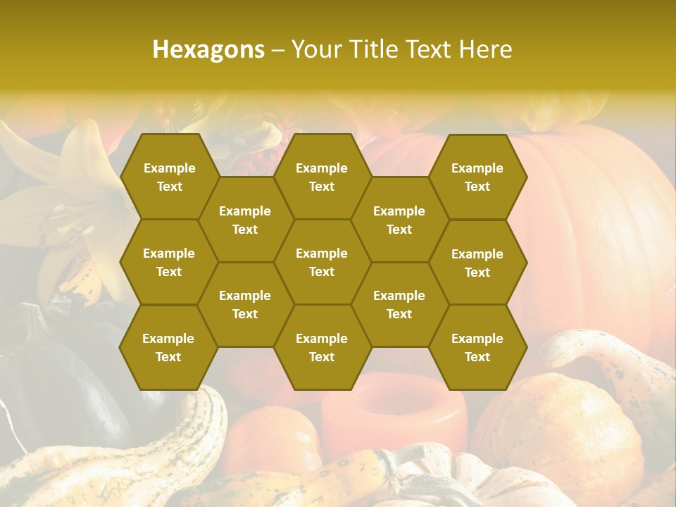 A Bunch Of Pumpkins And Squash On A Table PowerPoint Template