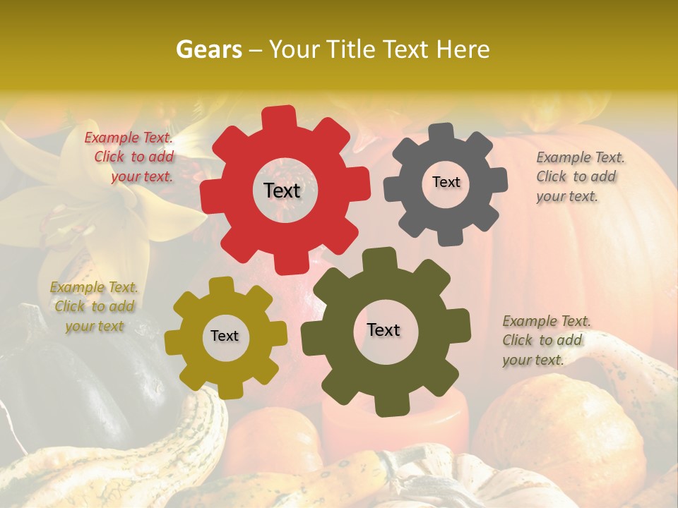 A Bunch Of Pumpkins And Squash On A Table PowerPoint Template