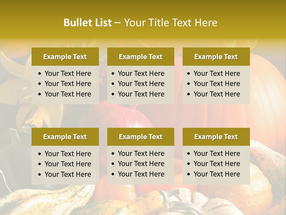 A Bunch Of Pumpkins And Squash On A Table PowerPoint Template