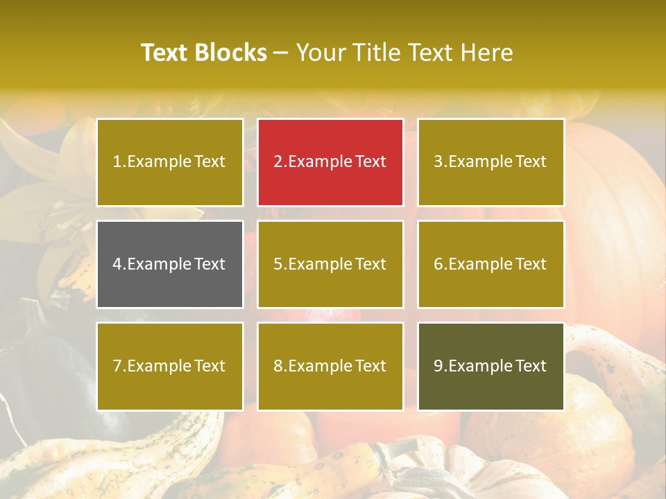 A Bunch Of Pumpkins And Squash On A Table PowerPoint Template