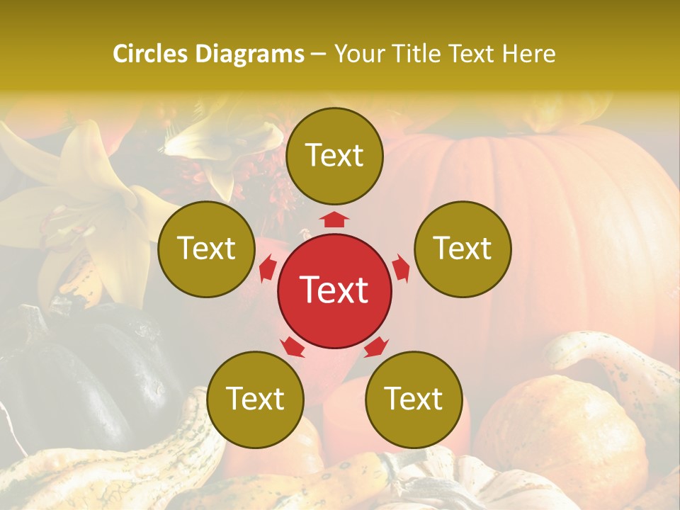 A Bunch Of Pumpkins And Squash On A Table PowerPoint Template