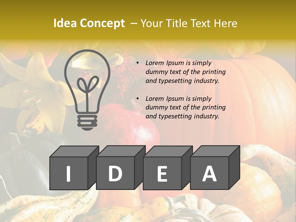 A Bunch Of Pumpkins And Squash On A Table PowerPoint Template