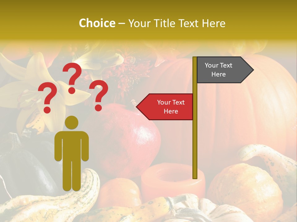 A Bunch Of Pumpkins And Squash On A Table PowerPoint Template