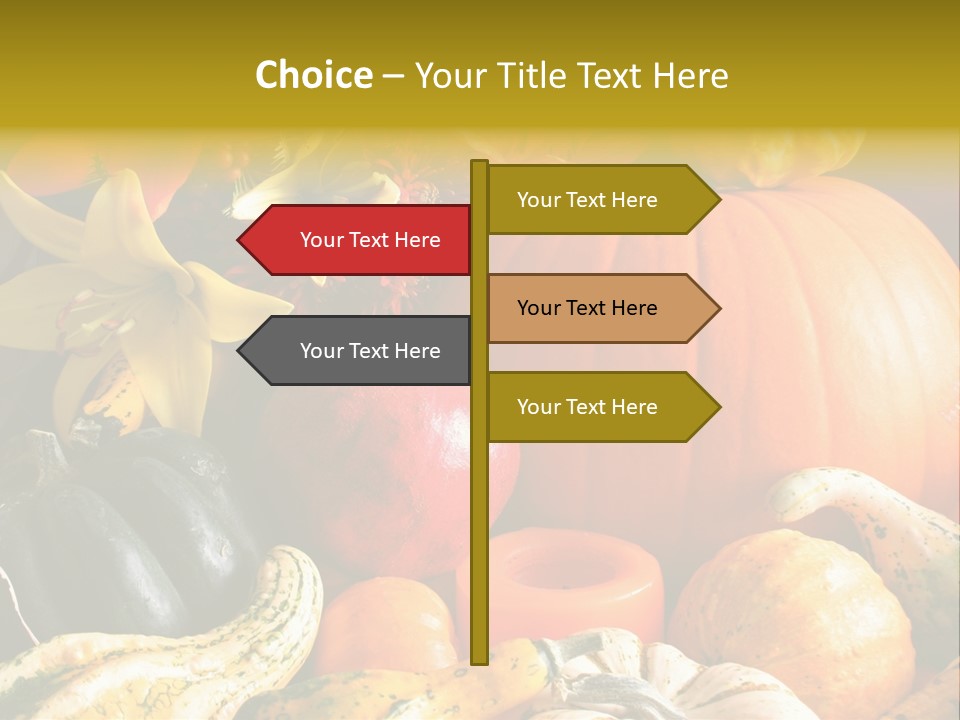 A Bunch Of Pumpkins And Squash On A Table PowerPoint Template