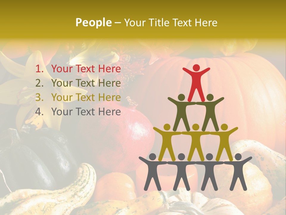 A Bunch Of Pumpkins And Squash On A Table PowerPoint Template