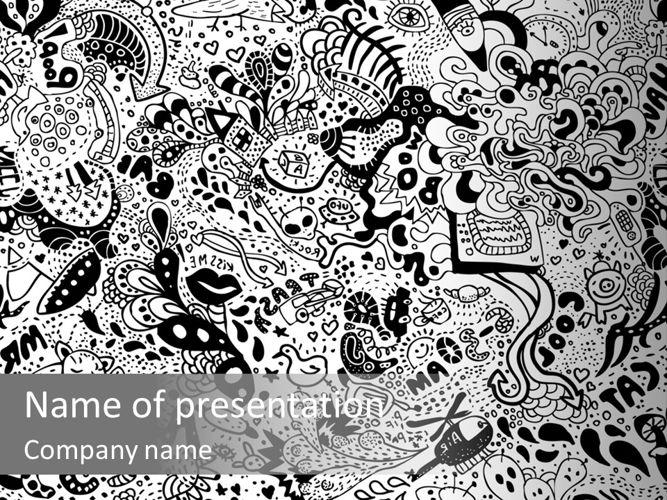 A Black And White Abstract Background With Lots Of Bubbles PowerPoint Template