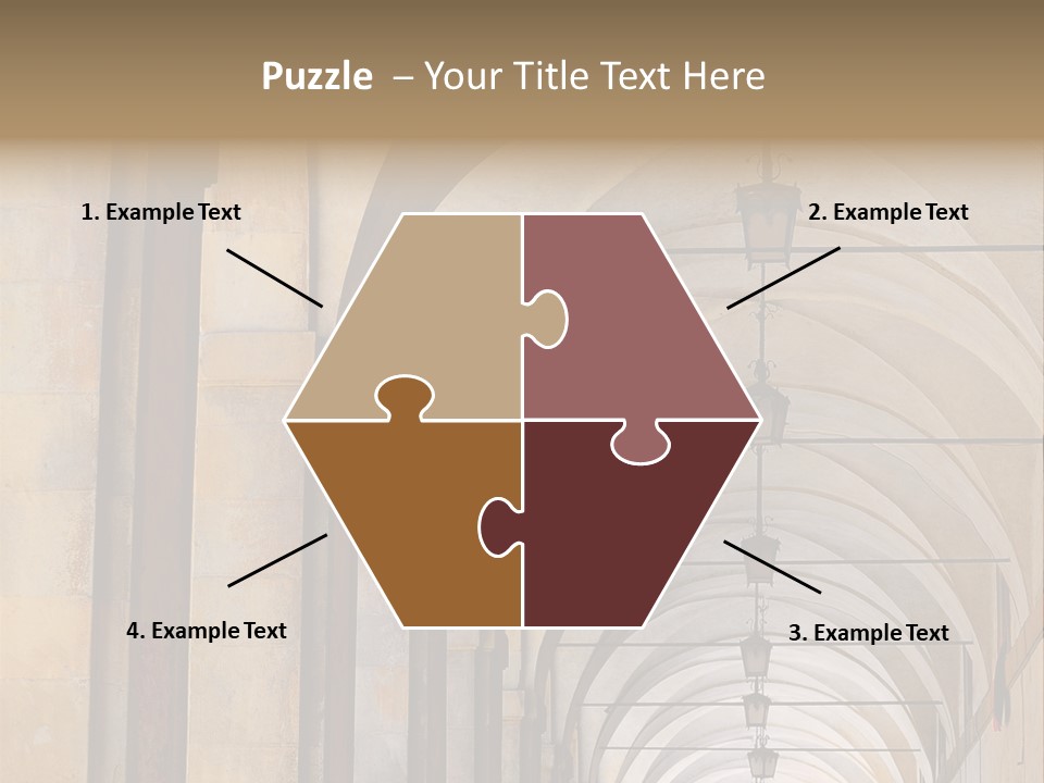 A Long Hallway With A Row Of Lamps Hanging From The Ceiling PowerPoint Template