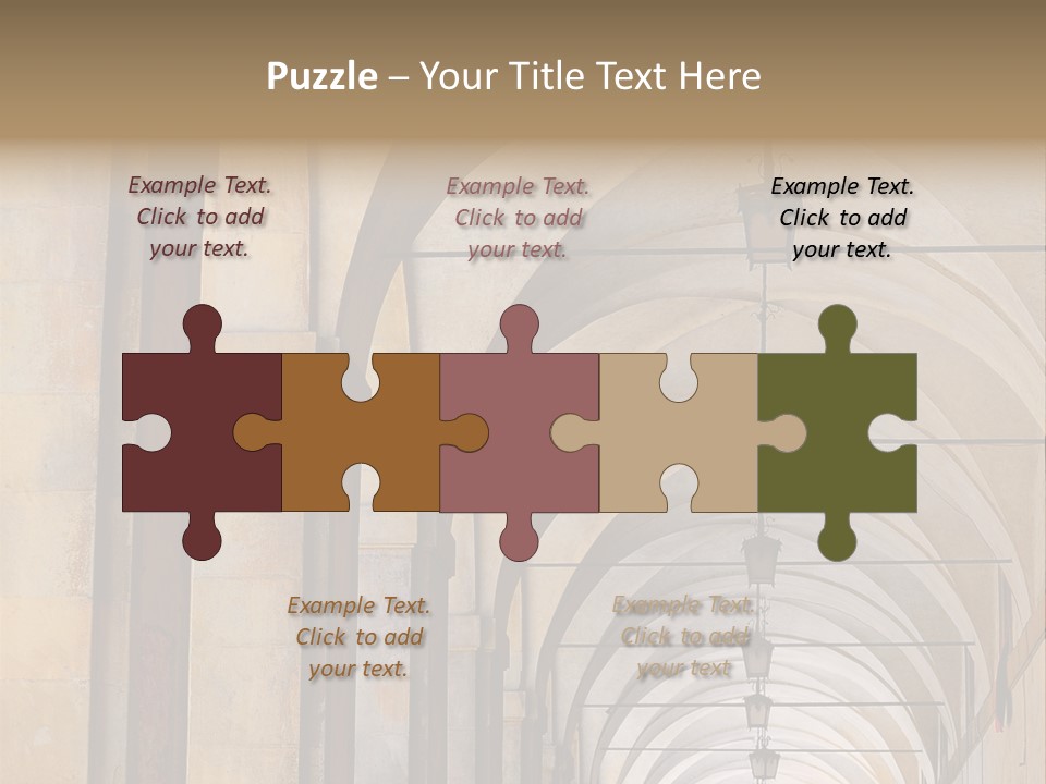 A Long Hallway With A Row Of Lamps Hanging From The Ceiling PowerPoint Template