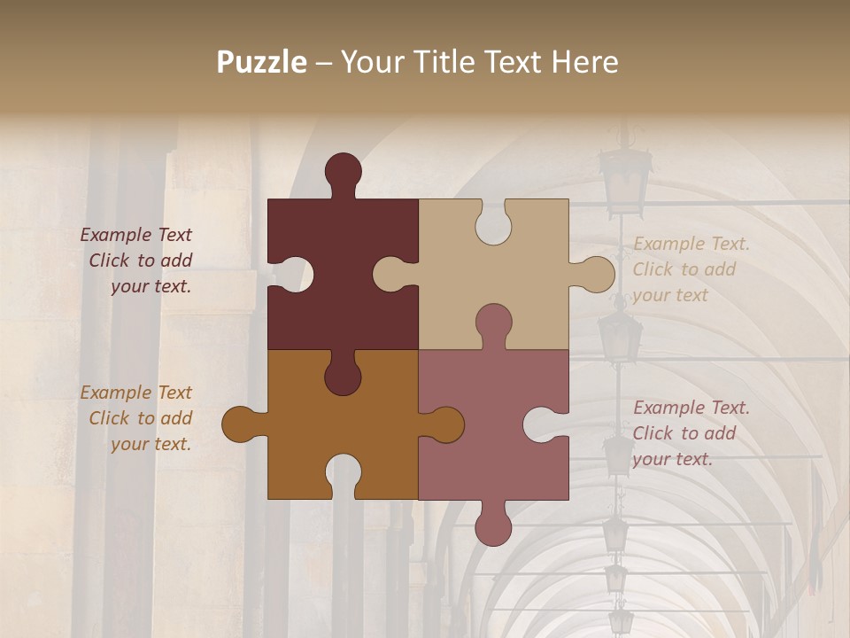 A Long Hallway With A Row Of Lamps Hanging From The Ceiling PowerPoint Template