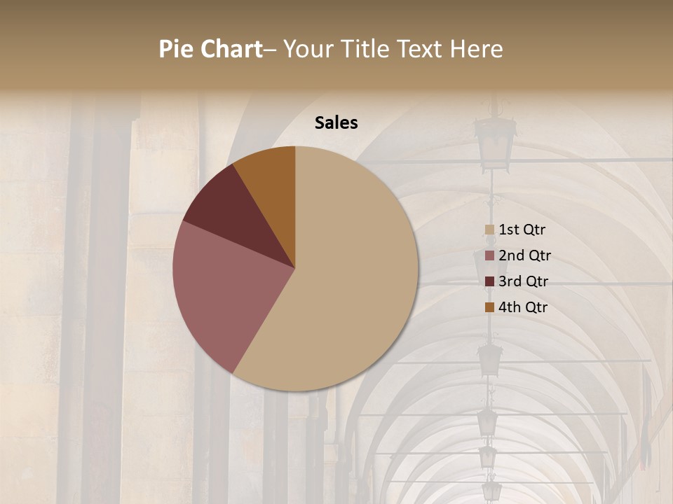 A Long Hallway With A Row Of Lamps Hanging From The Ceiling PowerPoint Template