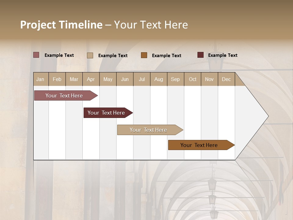 A Long Hallway With A Row Of Lamps Hanging From The Ceiling PowerPoint Template