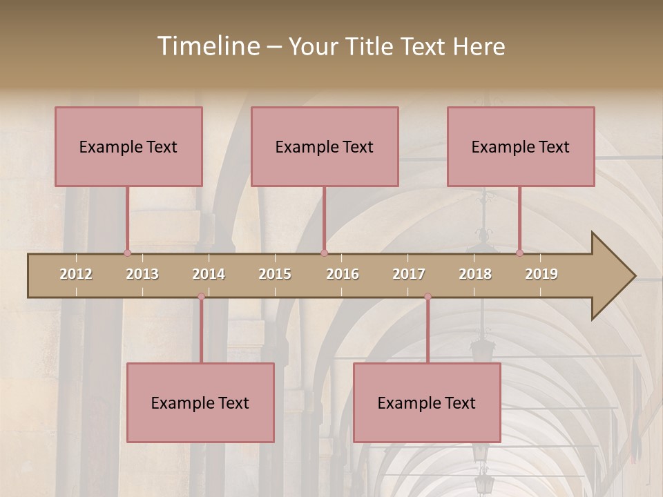 A Long Hallway With A Row Of Lamps Hanging From The Ceiling PowerPoint Template