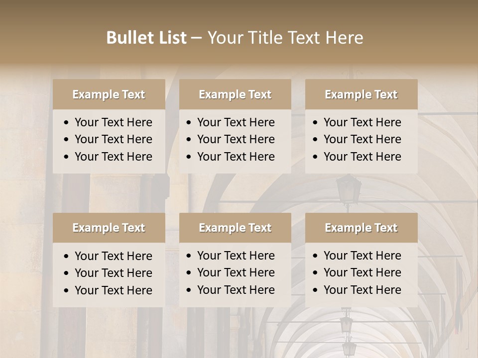 A Long Hallway With A Row Of Lamps Hanging From The Ceiling PowerPoint Template