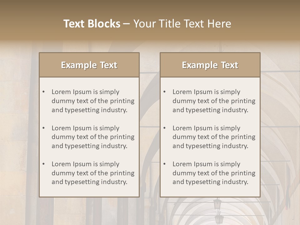 A Long Hallway With A Row Of Lamps Hanging From The Ceiling PowerPoint Template