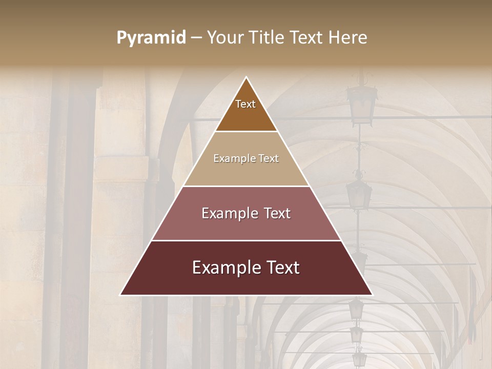 A Long Hallway With A Row Of Lamps Hanging From The Ceiling PowerPoint Template