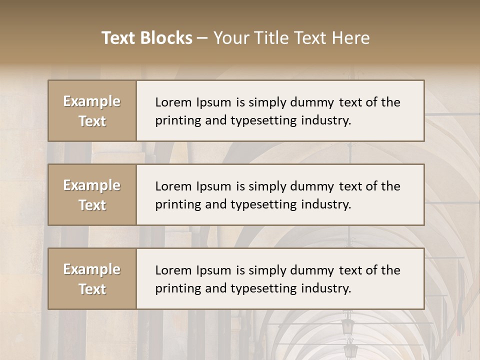 A Long Hallway With A Row Of Lamps Hanging From The Ceiling PowerPoint Template