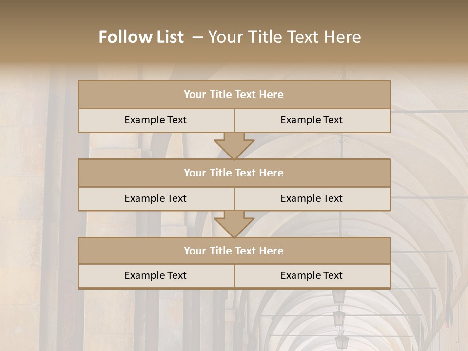A Long Hallway With A Row Of Lamps Hanging From The Ceiling PowerPoint Template