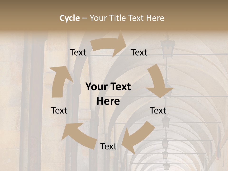 A Long Hallway With A Row Of Lamps Hanging From The Ceiling PowerPoint Template