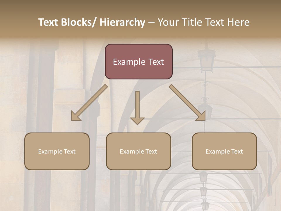 A Long Hallway With A Row Of Lamps Hanging From The Ceiling PowerPoint Template