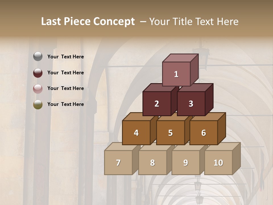 A Long Hallway With A Row Of Lamps Hanging From The Ceiling PowerPoint Template