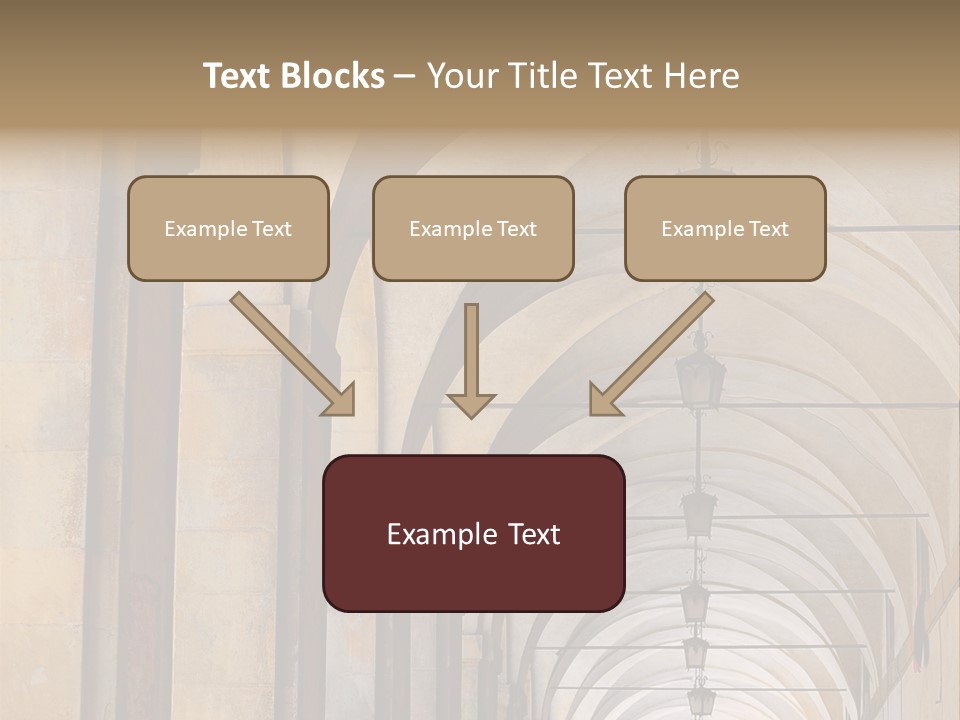 A Long Hallway With A Row Of Lamps Hanging From The Ceiling PowerPoint Template