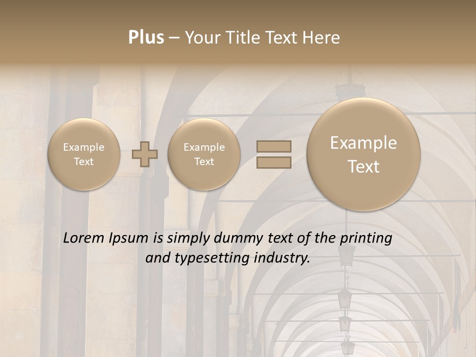 A Long Hallway With A Row Of Lamps Hanging From The Ceiling PowerPoint Template