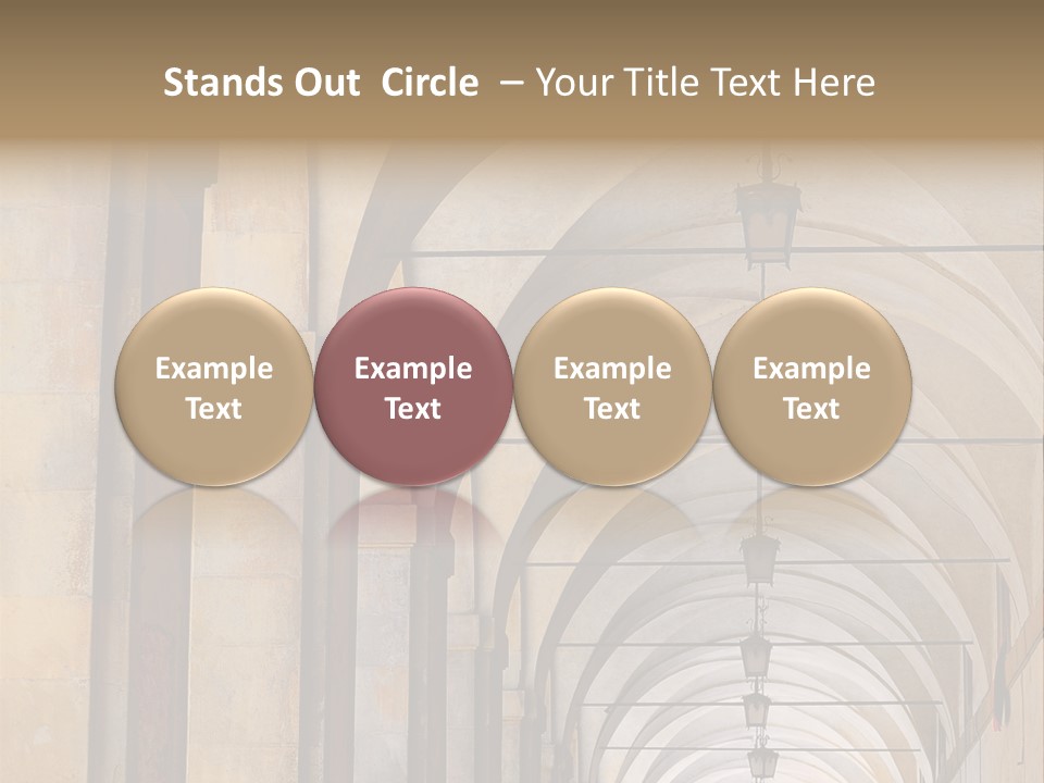 A Long Hallway With A Row Of Lamps Hanging From The Ceiling PowerPoint Template