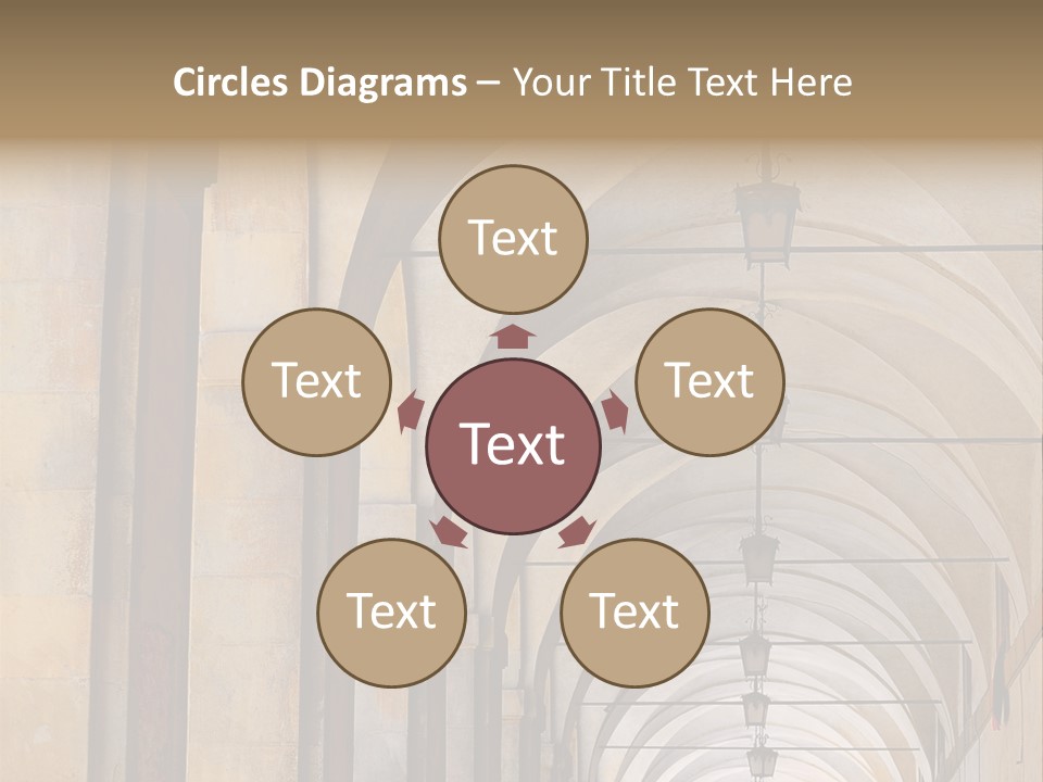 A Long Hallway With A Row Of Lamps Hanging From The Ceiling PowerPoint Template