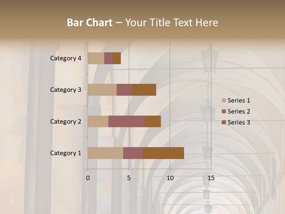 A Long Hallway With A Row Of Lamps Hanging From The Ceiling PowerPoint Template