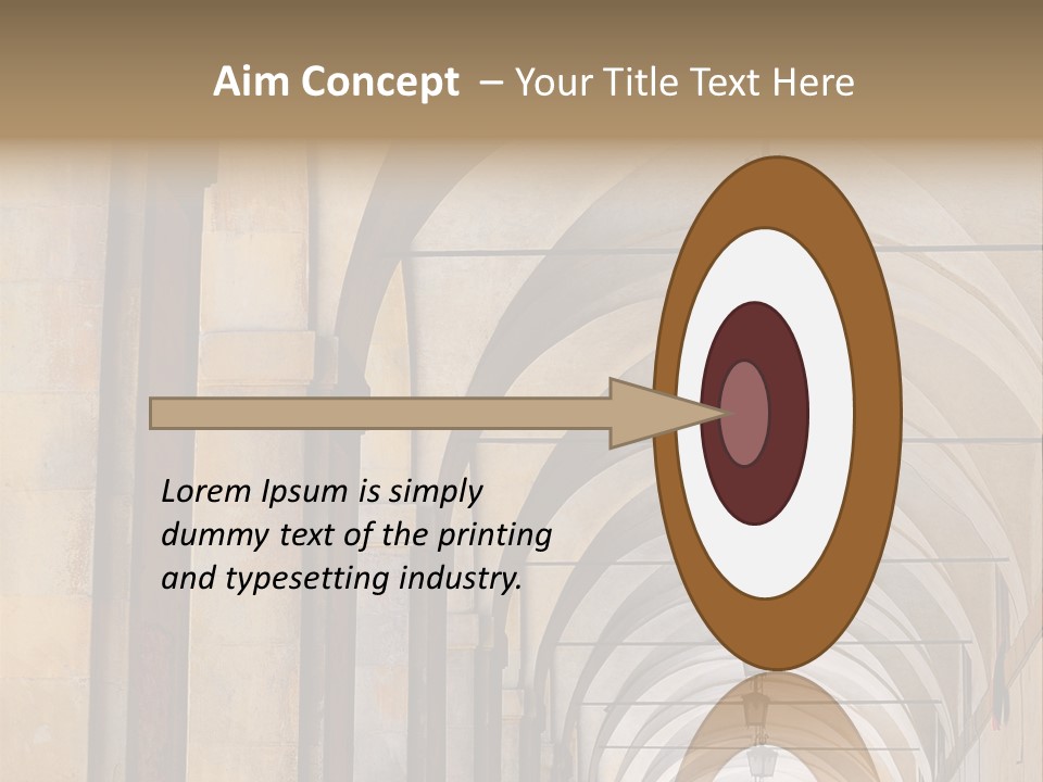 A Long Hallway With A Row Of Lamps Hanging From The Ceiling PowerPoint Template