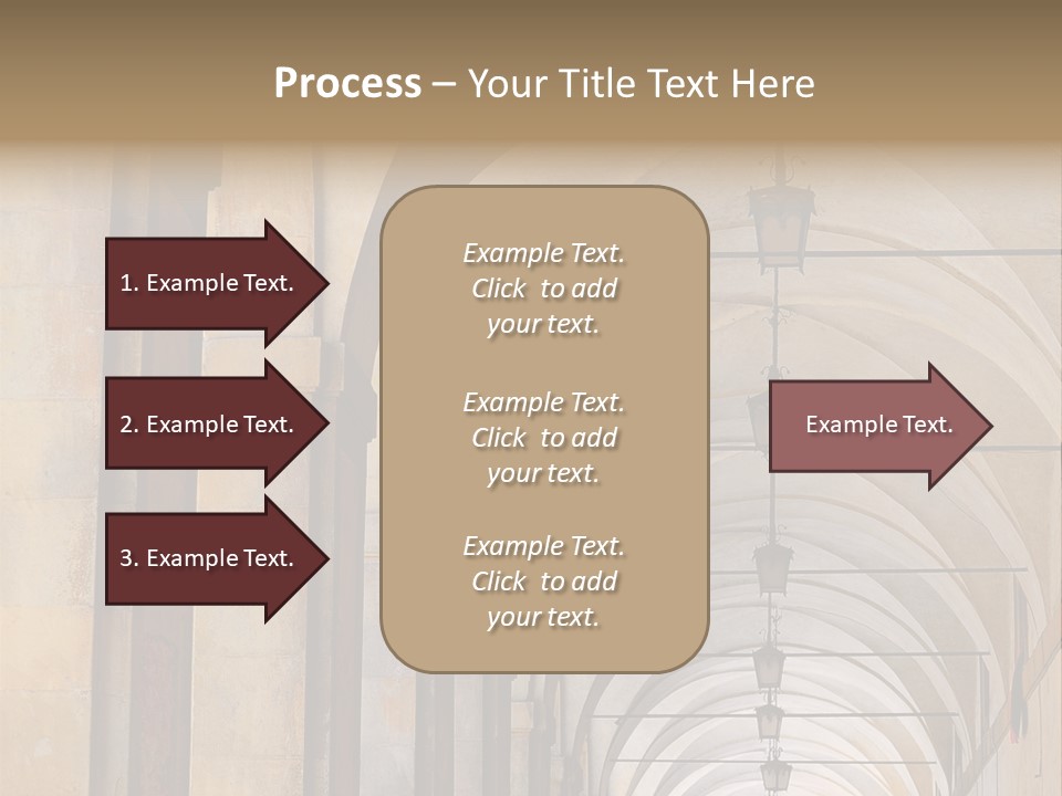 A Long Hallway With A Row Of Lamps Hanging From The Ceiling PowerPoint Template