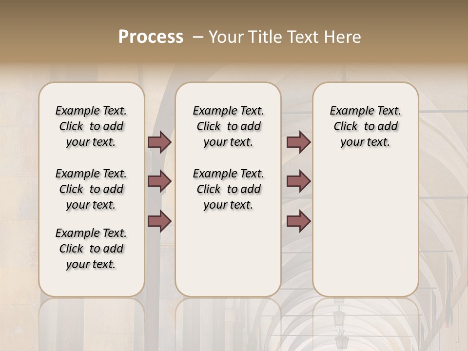A Long Hallway With A Row Of Lamps Hanging From The Ceiling PowerPoint Template