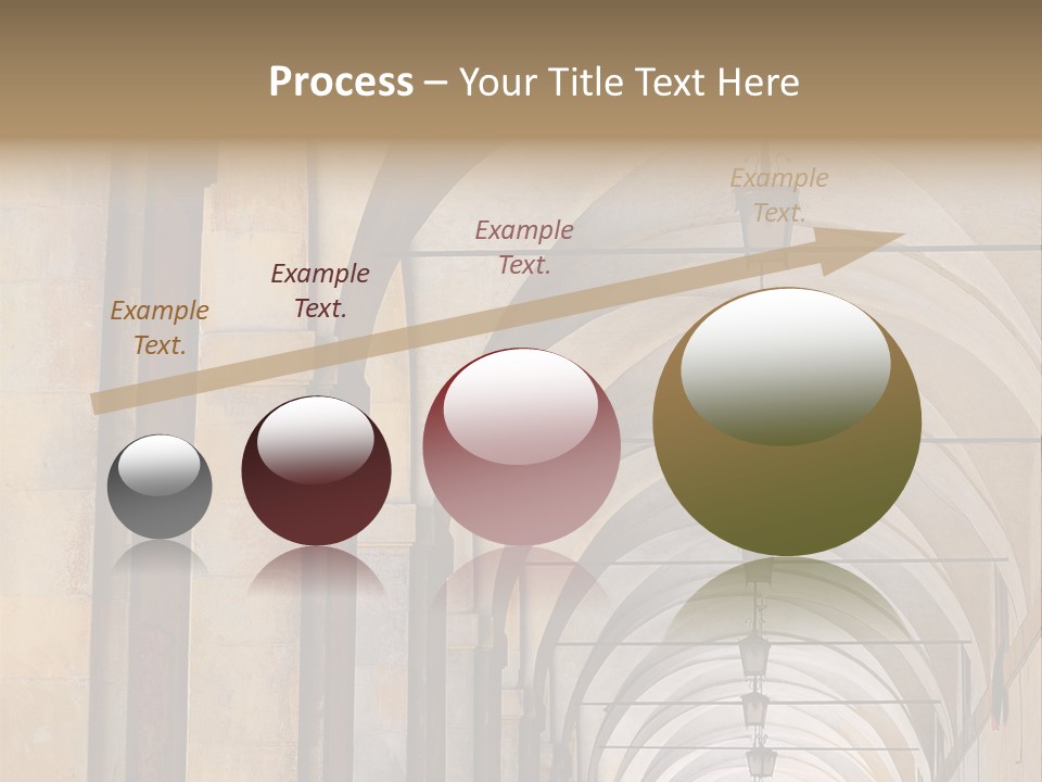 A Long Hallway With A Row Of Lamps Hanging From The Ceiling PowerPoint Template