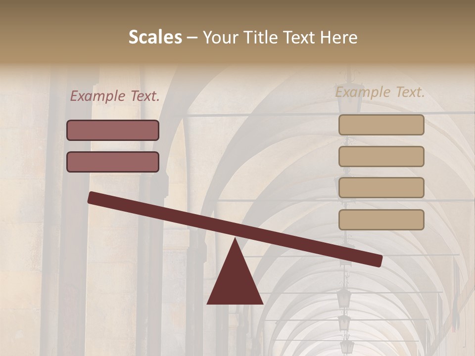 A Long Hallway With A Row Of Lamps Hanging From The Ceiling PowerPoint Template