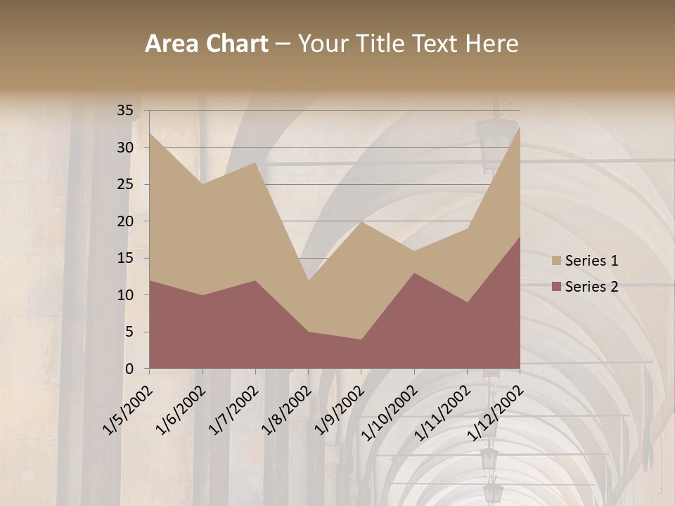 A Long Hallway With A Row Of Lamps Hanging From The Ceiling PowerPoint Template