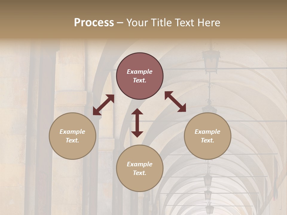 A Long Hallway With A Row Of Lamps Hanging From The Ceiling PowerPoint Template